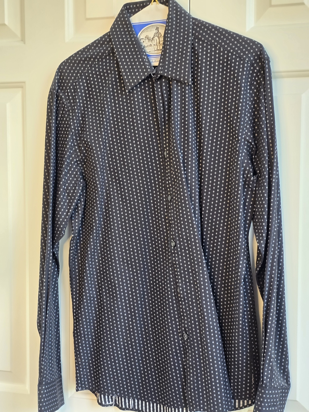 Report Collection Black and White Micro-Check Button-Up